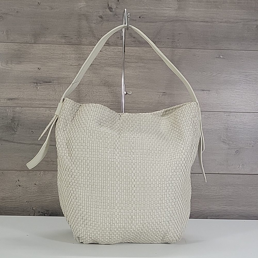 Cole Haan Off-White Woven Leather Shoulder Hobo Bag